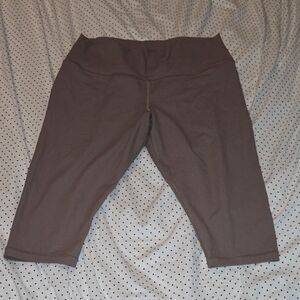 Athleta Transcend Rib Crop Taupe Leggings